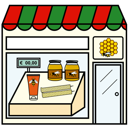Pictograma de tienda de apicultura para niños con TEA