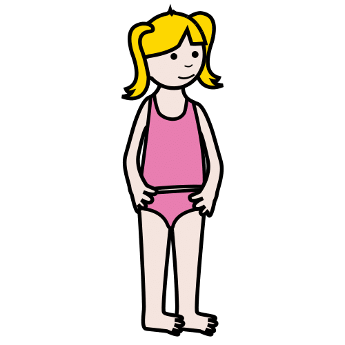 Pictograma de niña en ropa interior para niños con autismo y TEA