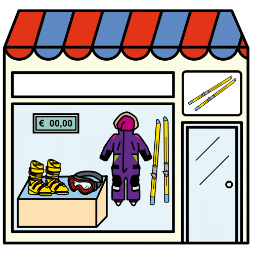 Pictograma de tienda de esquís para niños con autismo y TEA