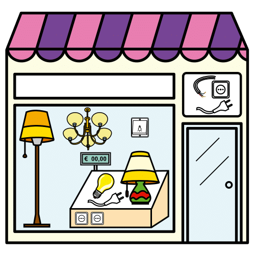 Pictograma de tienda de electricidad para niños con TEA