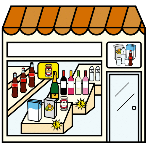 Pictograma de tienda de bebidas para niños con TEA