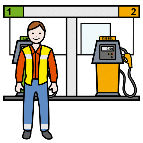 Pictograma de gasolinero para niños con TEA