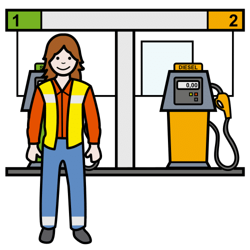 Pictograma de gasolinera para niños con TEA