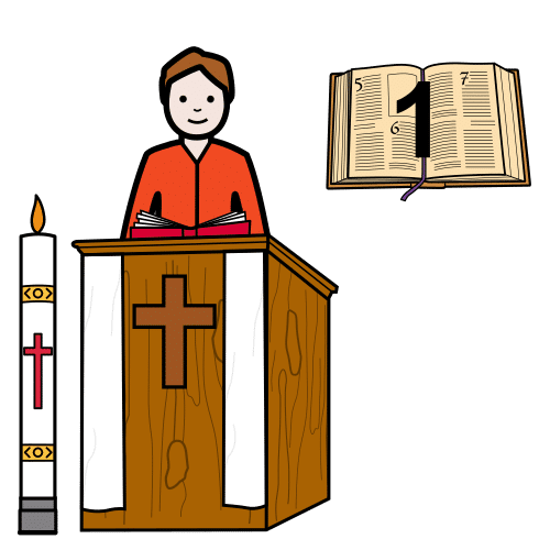 Pictograma de lectura del Santo Evangelio para niños con TEA