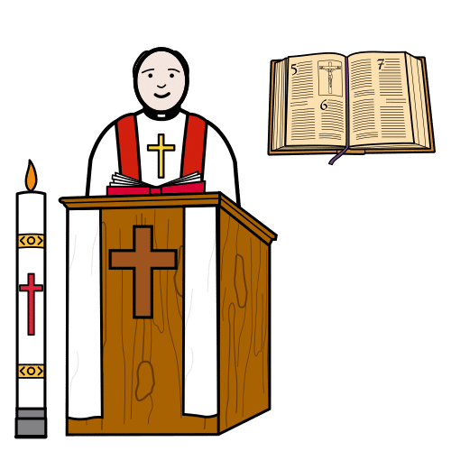 Pictograma de lectura del Santo Evangelio para niños con autismo y TEA