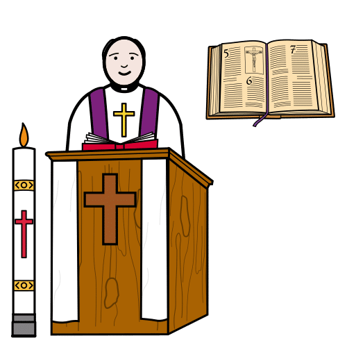 Pictograma de lectura del Santo Evangelio para niños con autismo y TEA