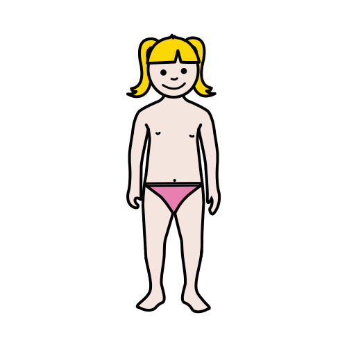 Pictograma de niña en ropa interior para niños con autismo y TEA