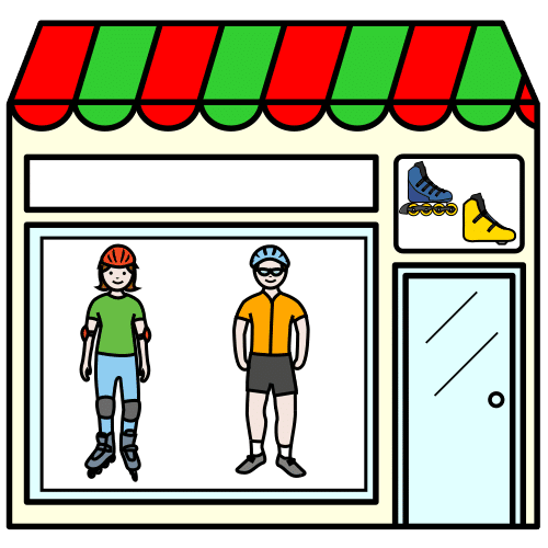 Pictograma de tienda de patinaje para niños con TEA