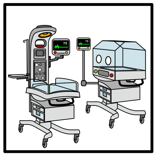 Pictograma de sala de reanimación neonatal para niños con autismo y TEA