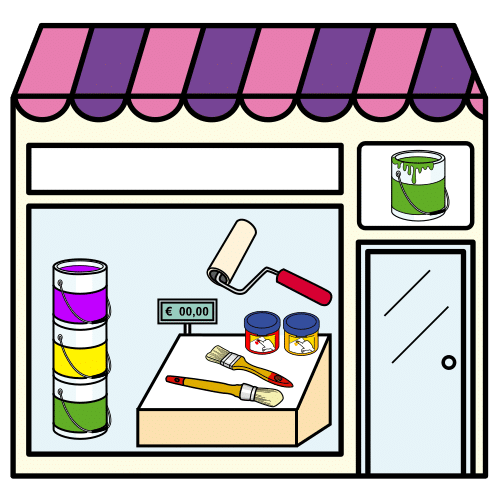Pictograma de tienda de pinturas para niños con TEA