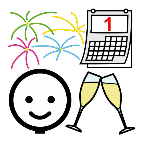 Pictograma de ¡Feliz año nuevo! para niños con autismo y TEA