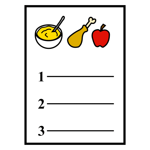 Pictograma de menú para niños con TEA