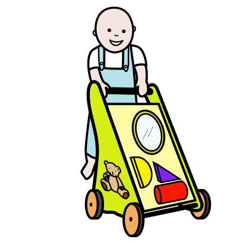 Pictograma de caminar con el andador para niños con autismo y TEA