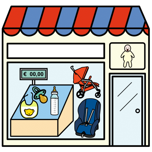 Pictograma de tienda de puericultura para niños con TEA