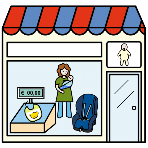 Pictograma de tienda de puericultura para niños con TEA