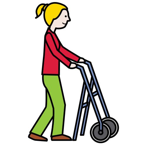 Pictograma de caminar con el andador para niños con autismo y TEA