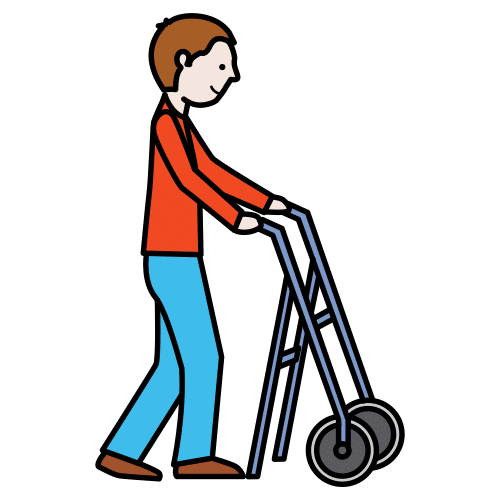 Pictograma de caminar con el andador para niños con TEA