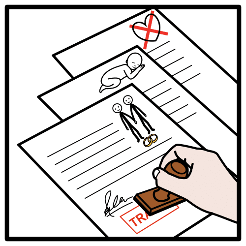 Pictograma de registro civil para niños con TEA