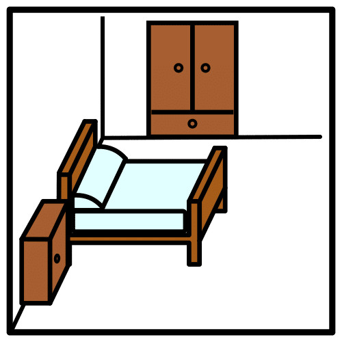 Pictograma de dormitorio para niños con autismo y TEA