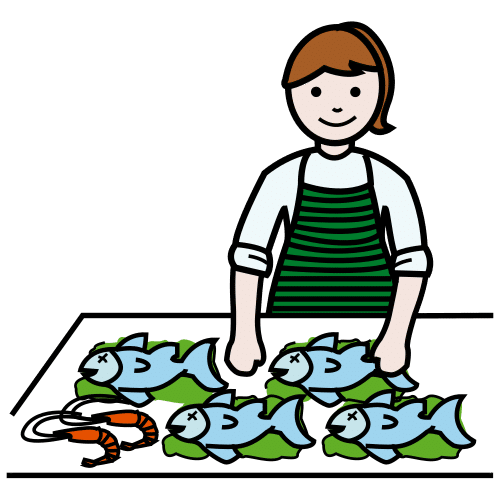 Pictograma de pescadera para niños con autismo y TEA
