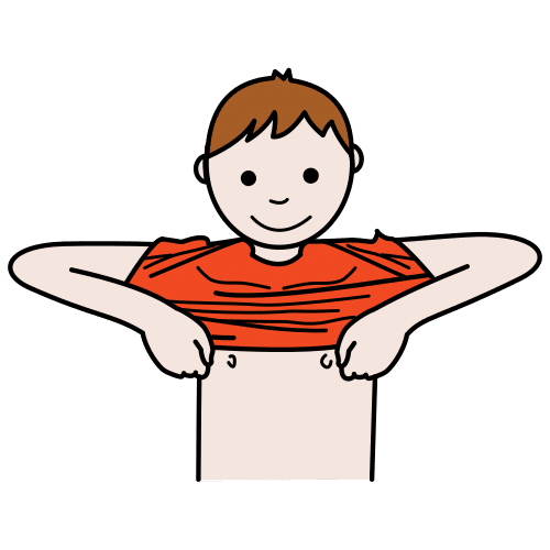 Pictograma de subirse la camiseta para niños con autismo y TEA