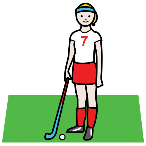 Pictograma de jugadora de hockey hierba para niños con autismo y TEA
