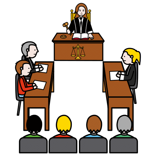 Pictograma de tribunal para niños con autismo y TEA