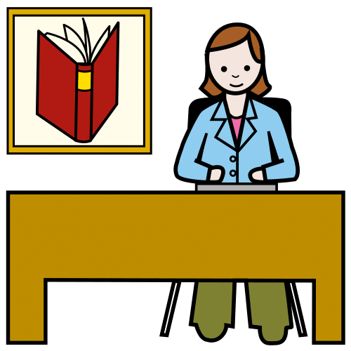 Pictograma de bibliotecaria para niños con autismo y TEA