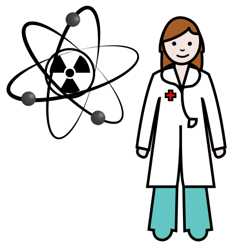 Pictograma de médica de medicina nuclear para niños con autismo y TEA