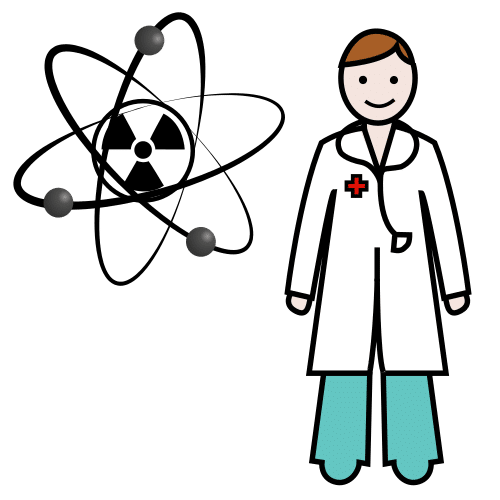 Pictograma de médico de medicina nuclear para niños con autismo y TEA