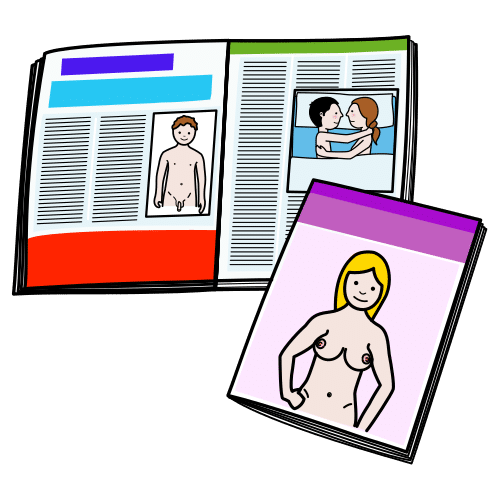 Pictograma de revista pornográfica para niños con autismo y TEA