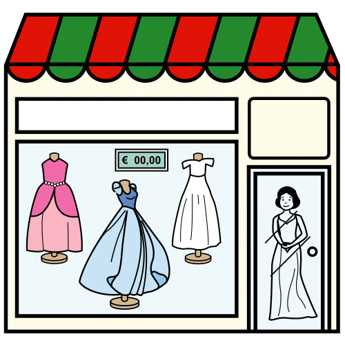 Pictograma de tienda de moda para niños con TEA