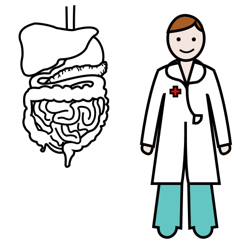 Pictograma de gastroenterólogo para niños con autismo y TEA