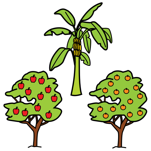 Pictograma de árboles frutales para niños con autismo y TEA