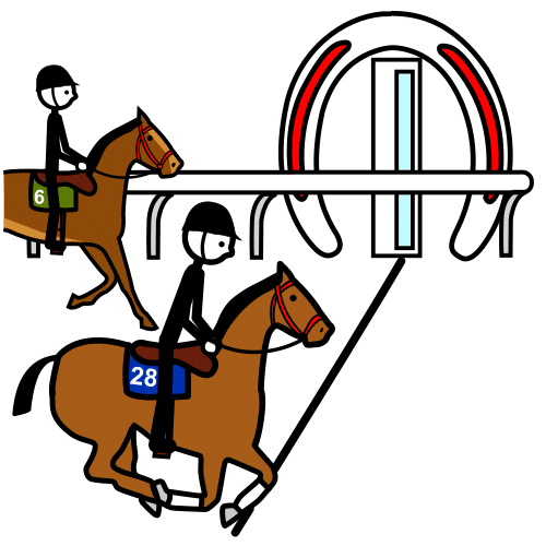 Pictograma de carrera de caballos para niños con autismo y TEA
