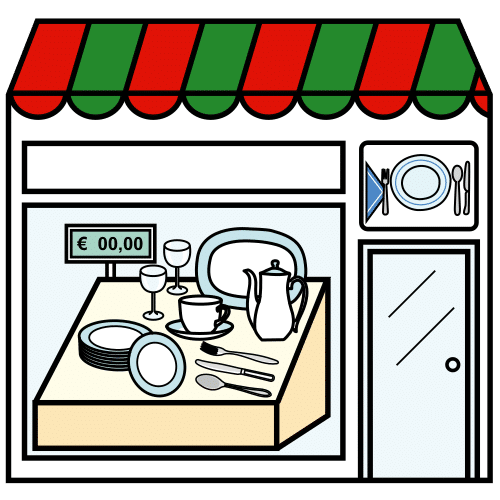 Pictograma de tienda de menaje para niños con TEA