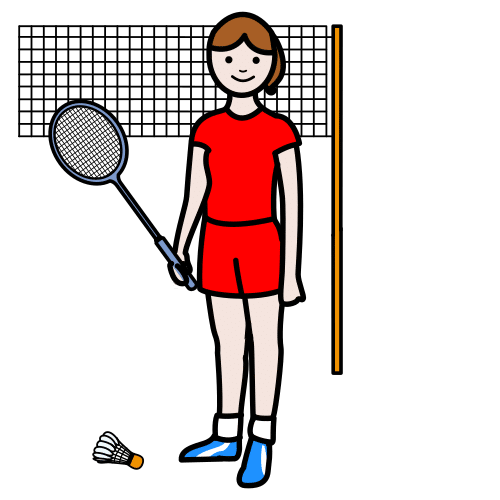 Pictograma de jugadora de bádminton para niños con autismo y TEA