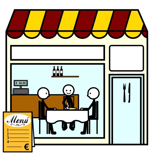 Pictograma de restaurante para niños con TEA