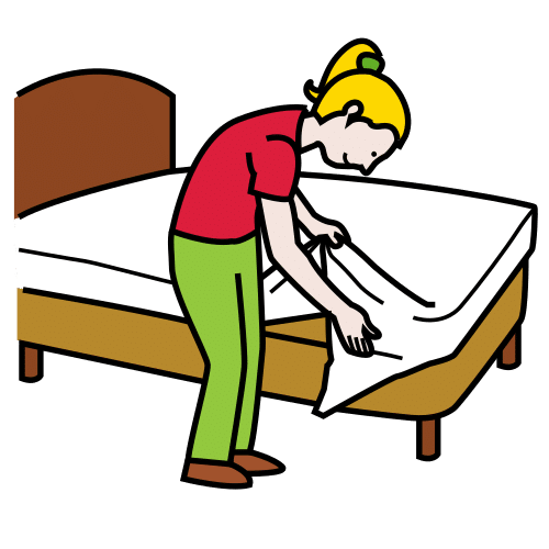 Pictograma de hacer la cama para niños con autismo y TEA