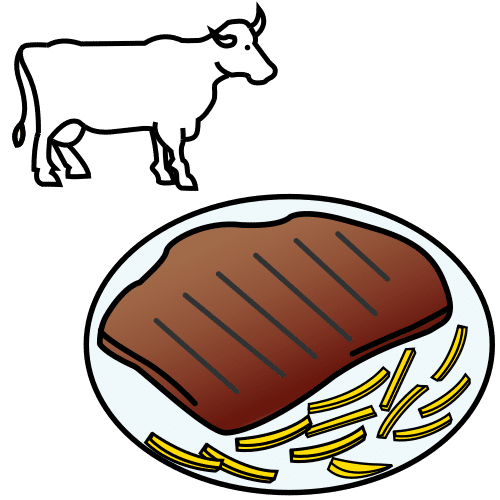 Pictograma de bistec de vaca para niños con autismo y TEA