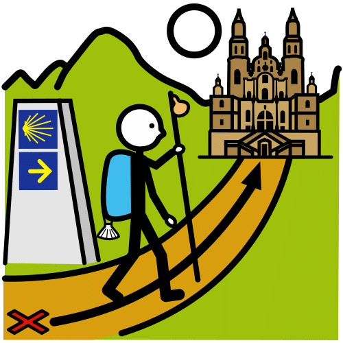 Pictograma de Camino de Santiago para niños con autismo y TEA