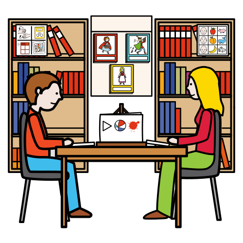Pictograma de biblioteca adaptada para niños con autismo y TEA