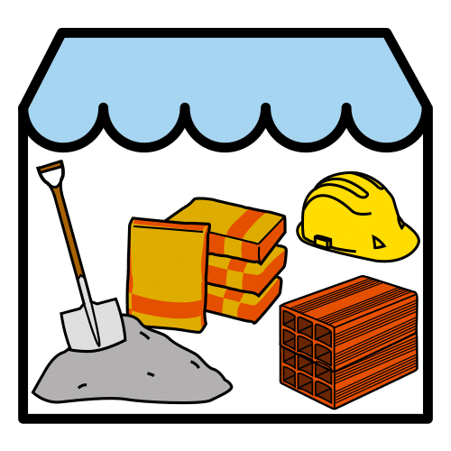 Pictograma de tienda de materiales de construcción para niños con TEA