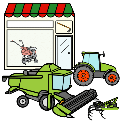 Pictograma de tienda de maquinaria agrícola para niños con TEA