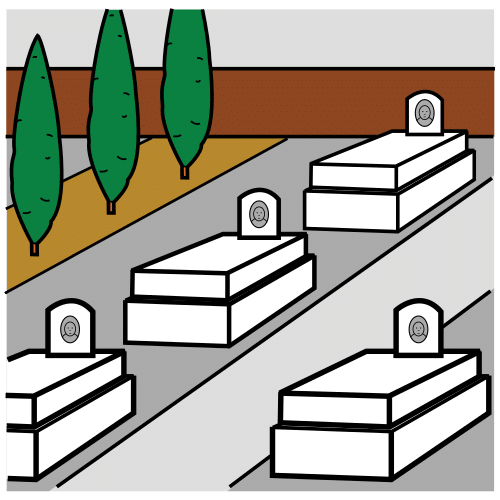 Pictograma de cementerio para niños con TEA