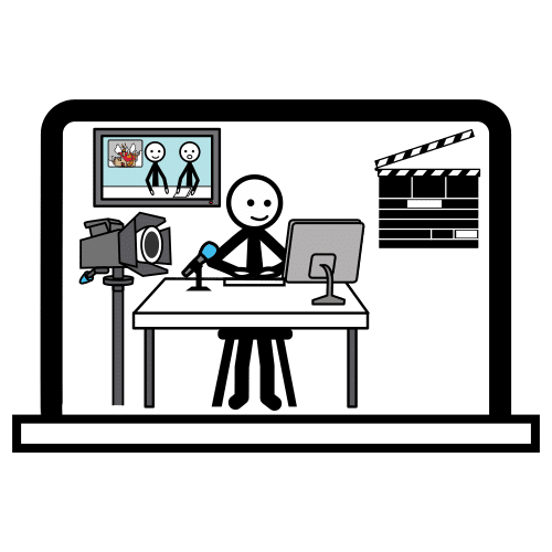 Pictograma de clase de audiovisuales para niños con autismo y TEA