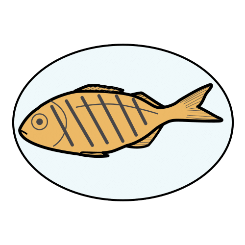 Pictograma de pescado a la plancha para niños con autismo y TEA