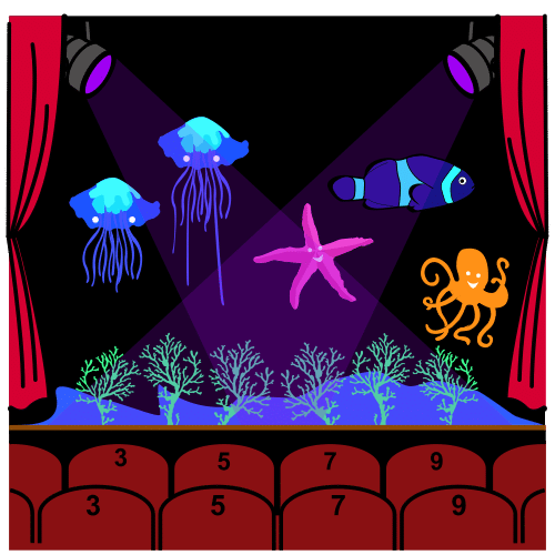 Pictograma de teatro de luz negra para niños con TEA