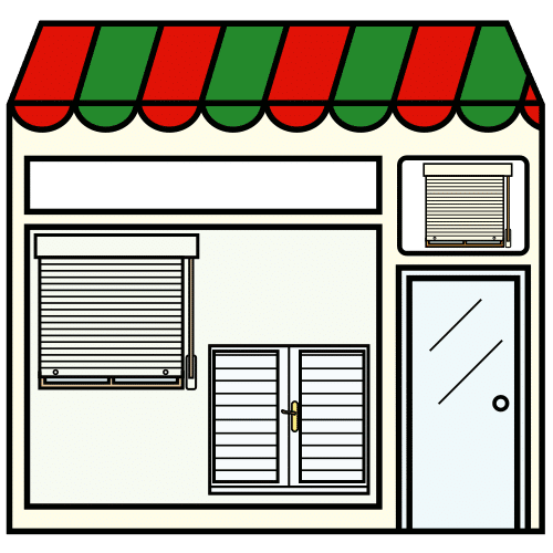 Pictograma de tienda de persianas para niños con TEA