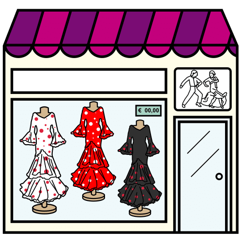 Pictograma de tienda de ropa flamenca para niños con autismo y TEA
